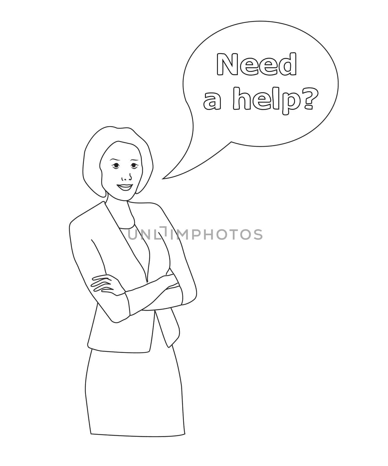 Vector sketch illustration of a successful business woman.