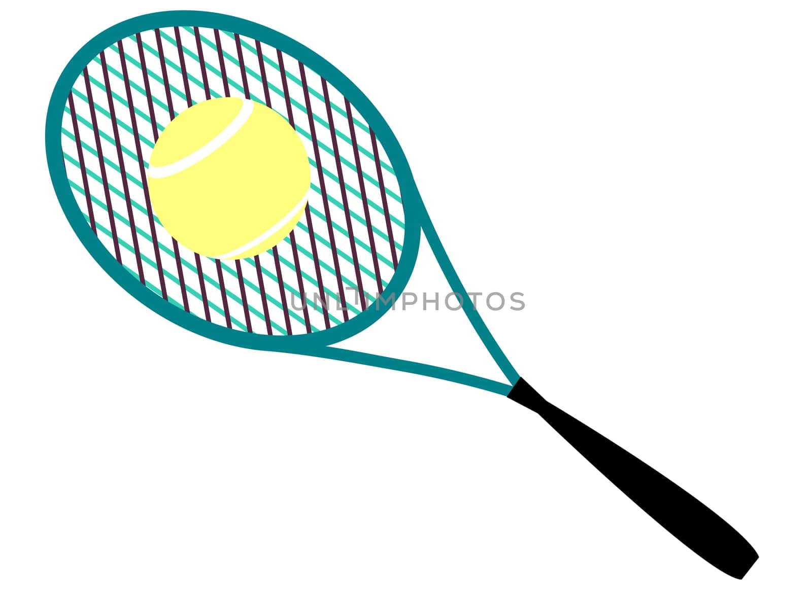 vector illustration of tennis items, racket, ball