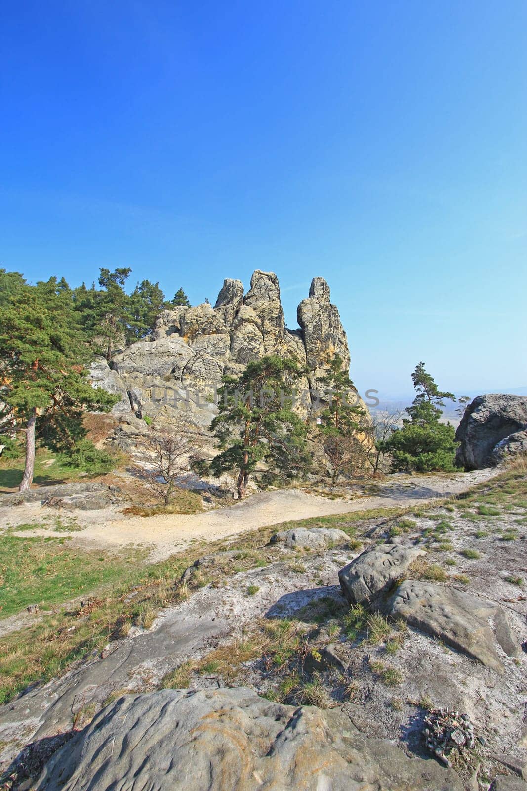 The Devil's Wall at the so-called "Hamburg Coat of Arms"" near Blankenburg in the Harz,Saxony-Anhalt,Germany"