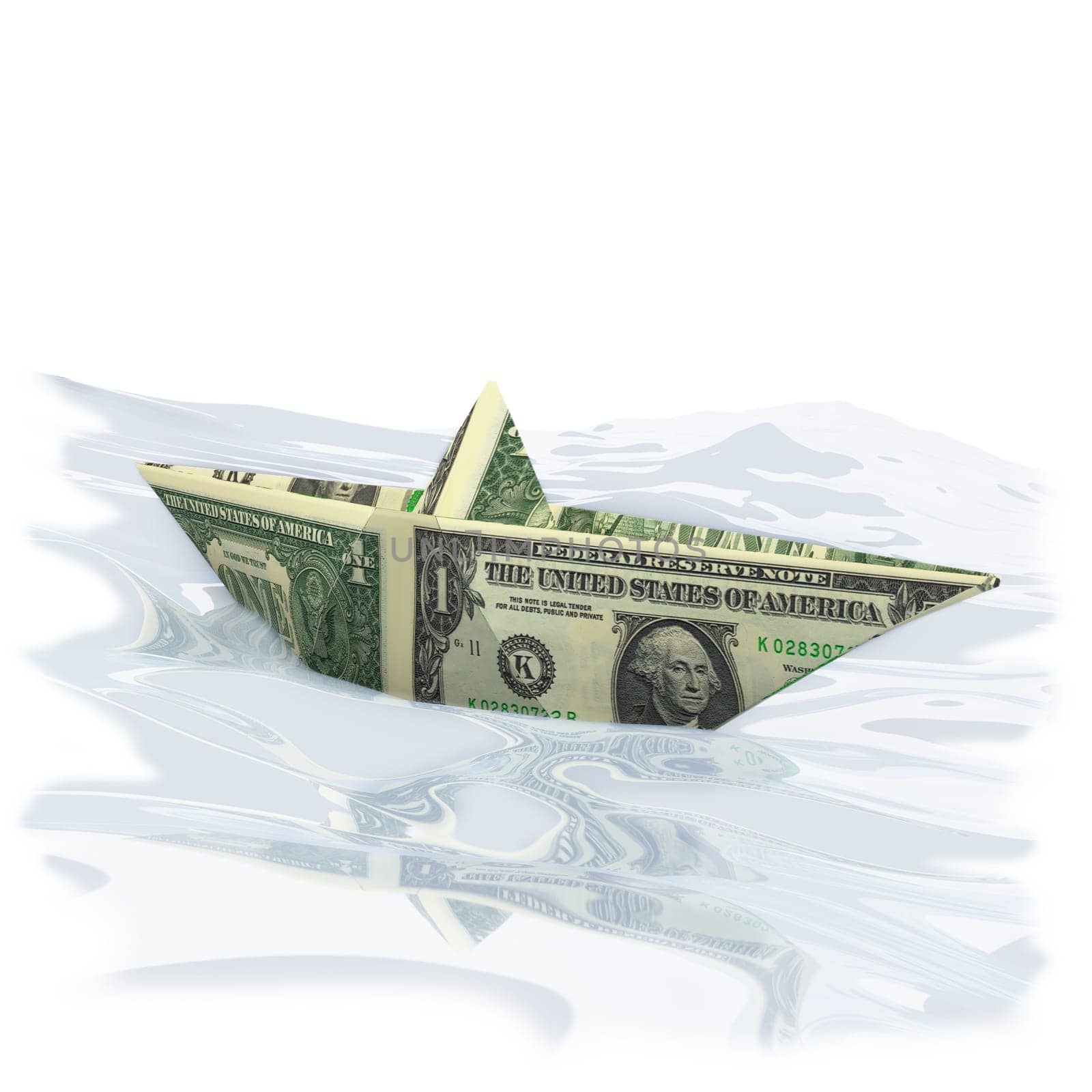 Paper boats with 1 dollar