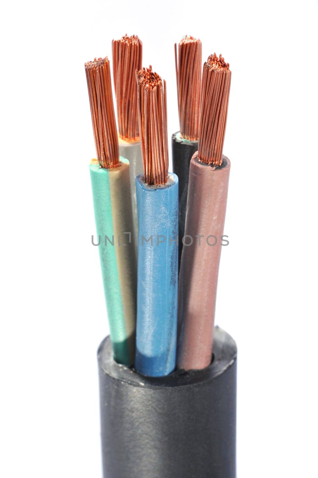 Macro detail of a stripped power cable