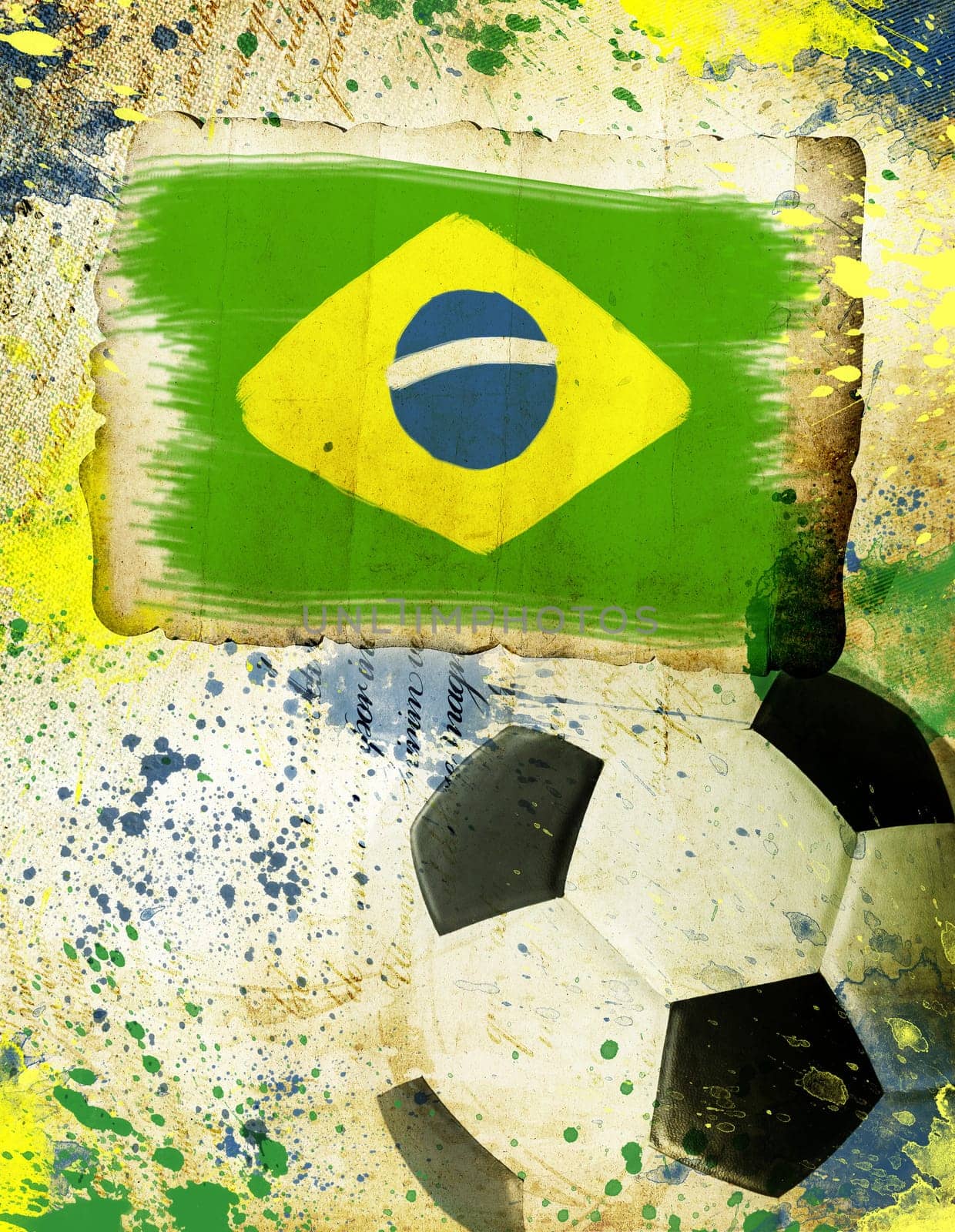 Vintage photo of soccer ball OF Brazil 2014
