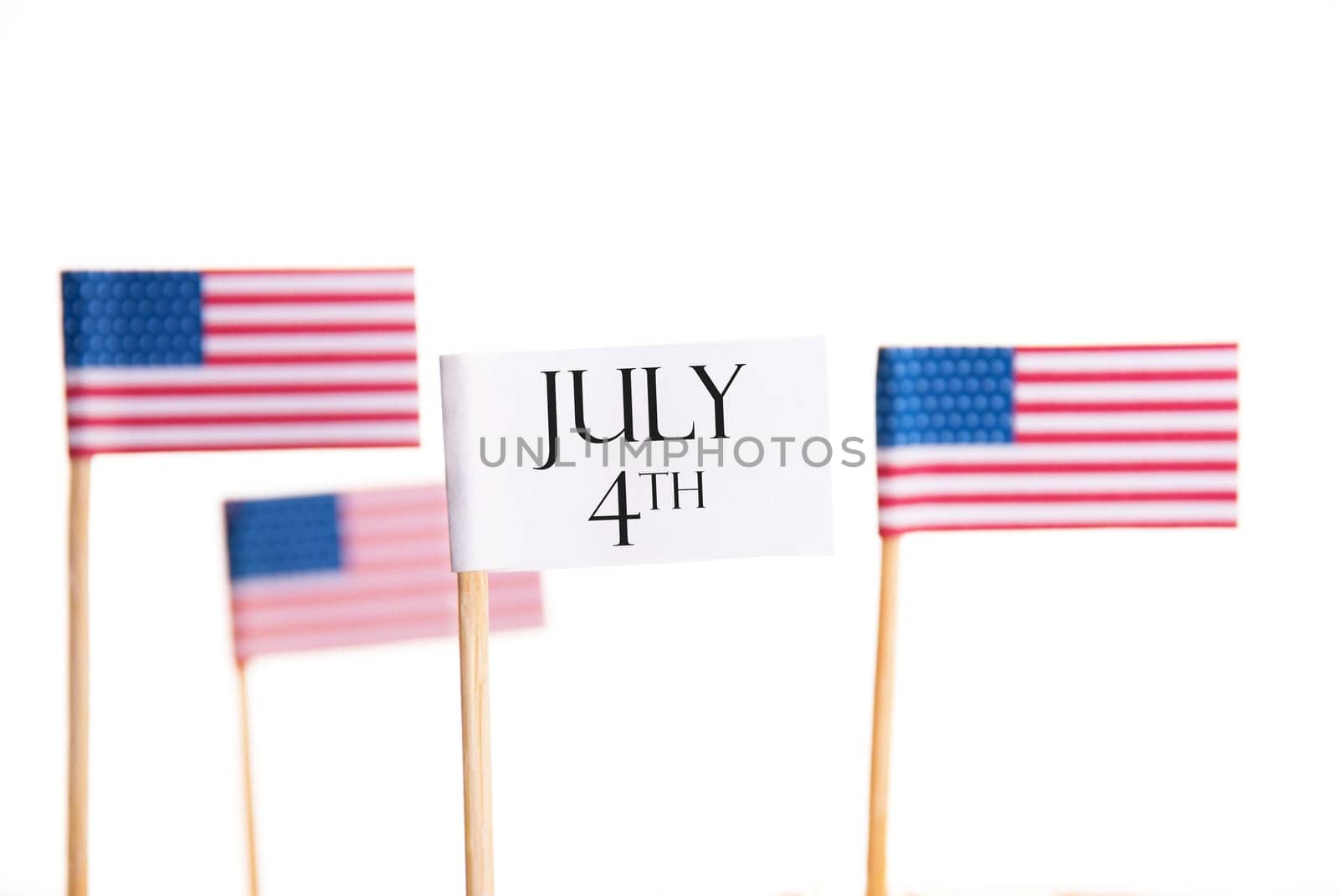 Banner with July 4th and American Flags in the Background, Isolated