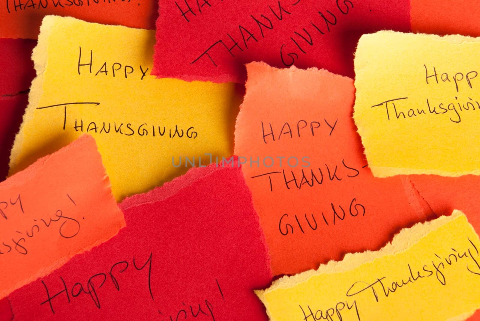 Many Colorful Notices with the Words Happy Thanksgiving on it