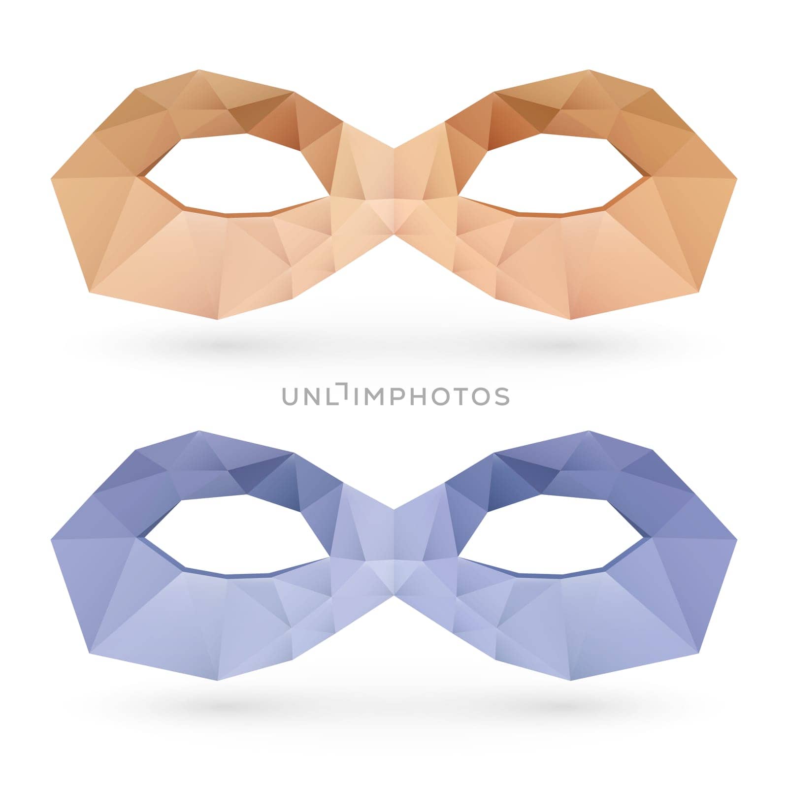 Two abstract polygonal masks on white background