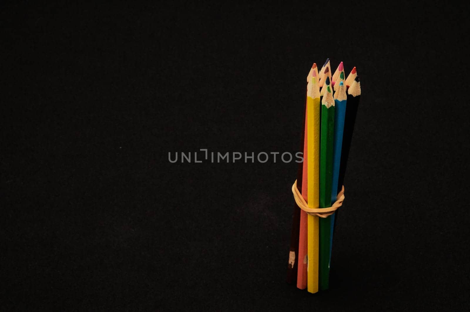 Set of Colored Pencils In A Row