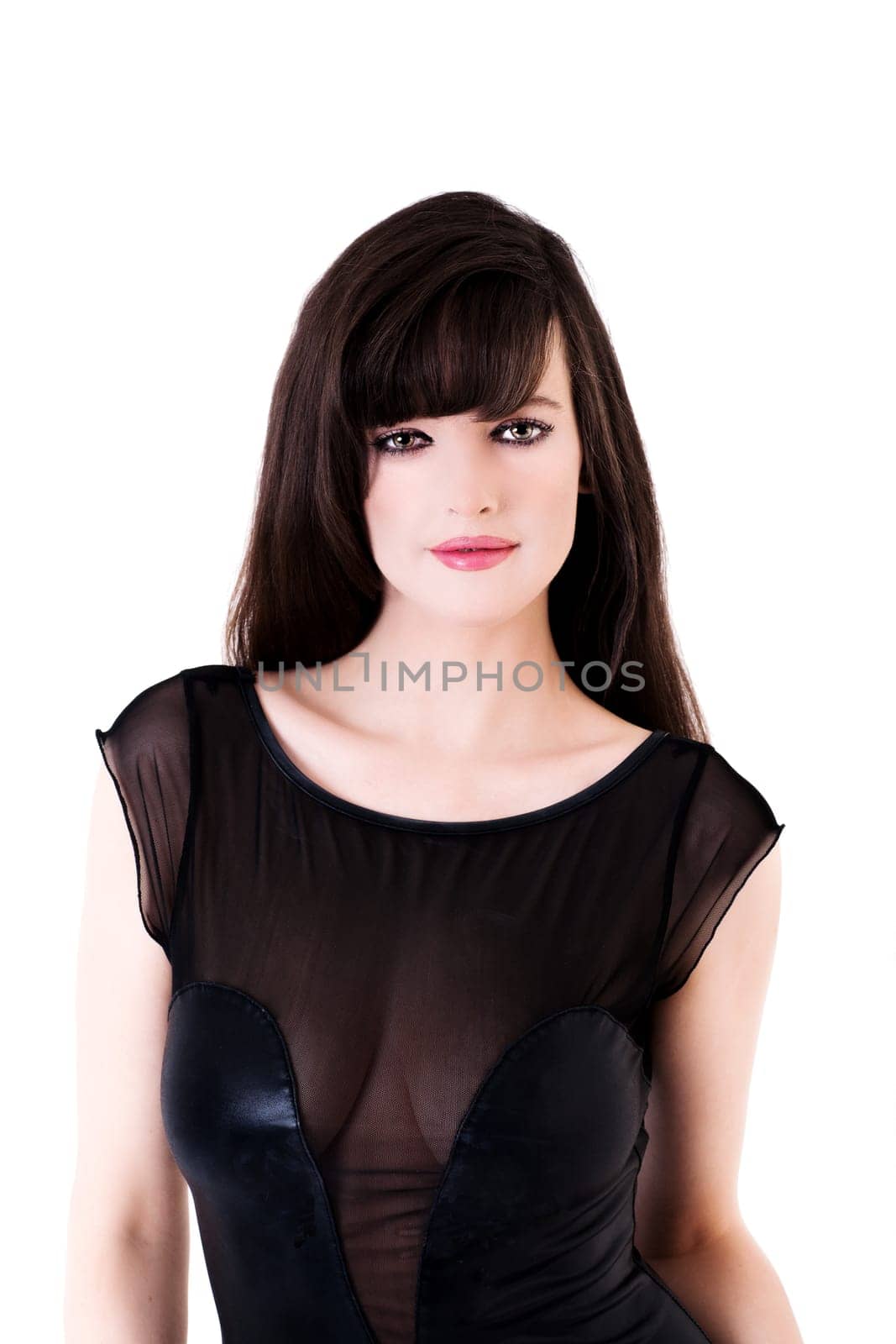 beautiful woman posing in studio isolated on white