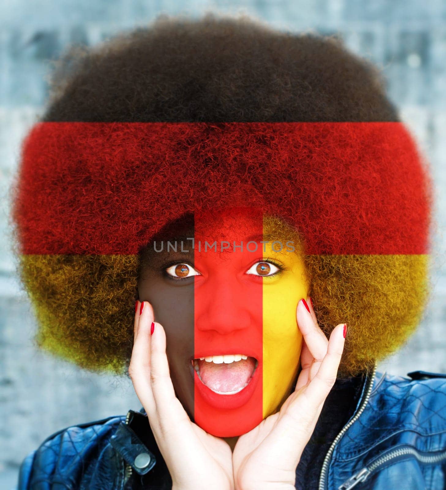 Girl with German colors and Afro hairstyle
