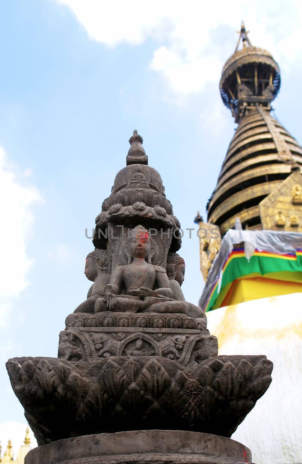 Swayambhunath stupa temple on the outskirts of Kathmandu, Nepal. Unesco world heritage site (aslo known as "monkey temple"")"