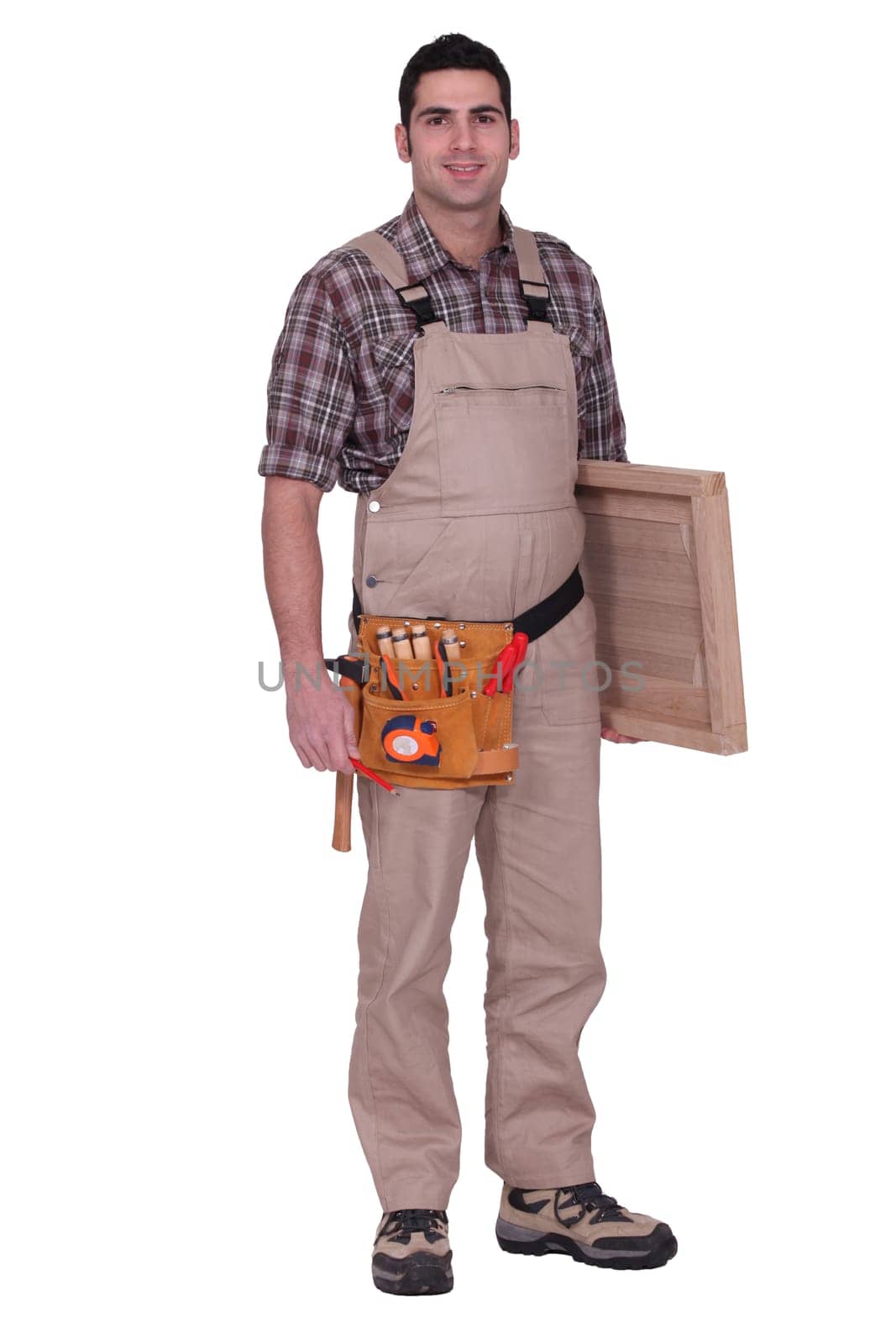 Carpenter on white background