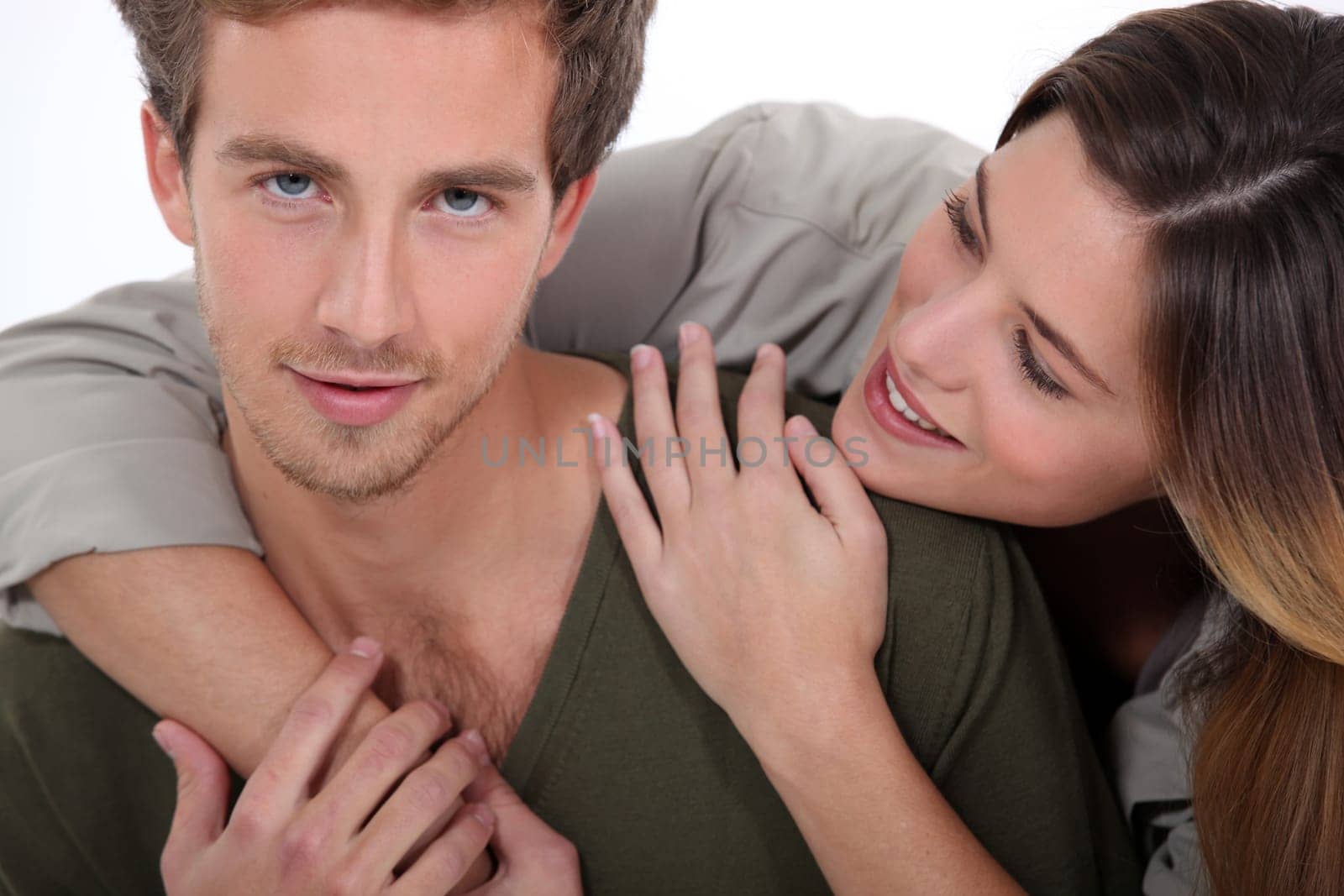 Embracing couple