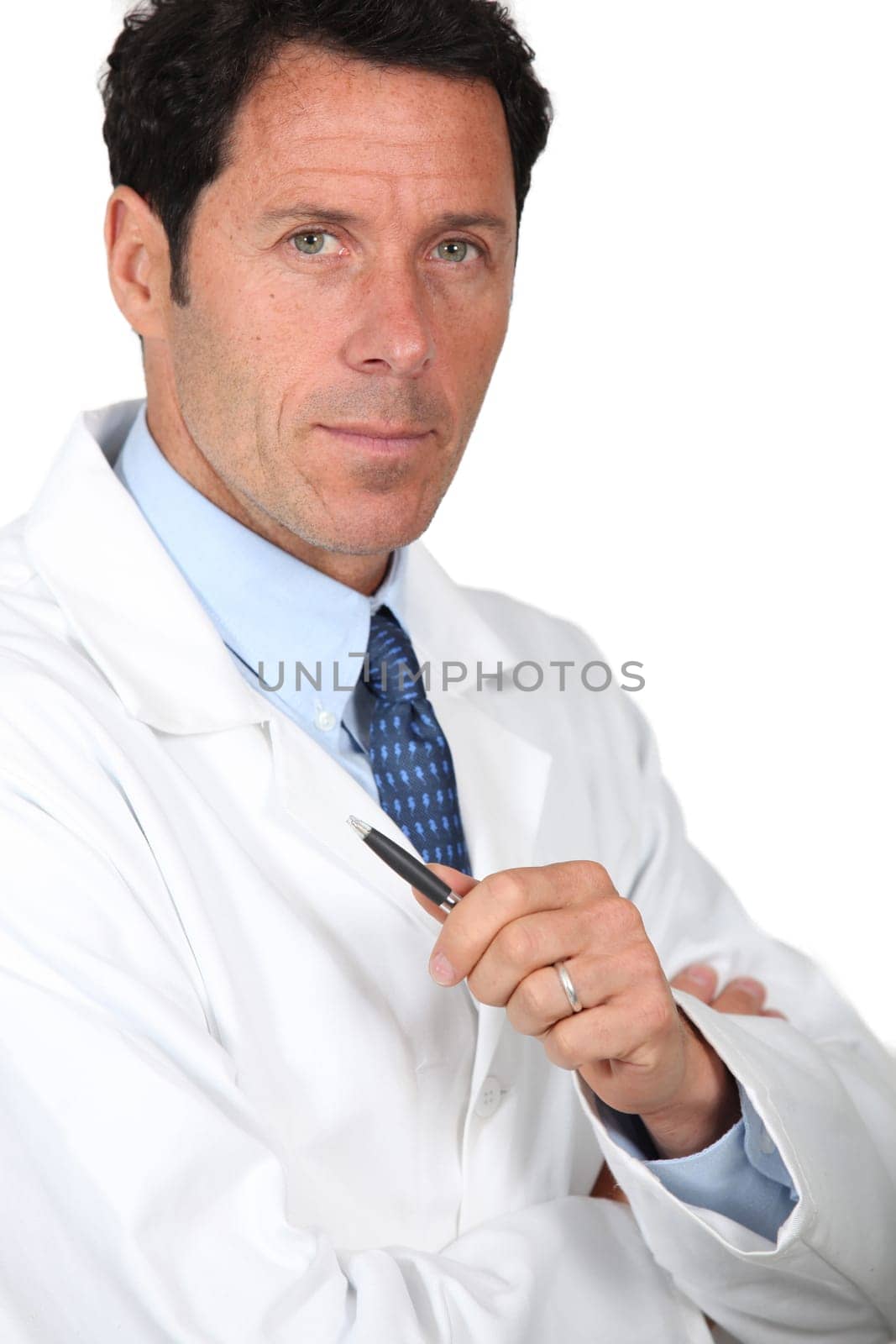 Male doctor with serious expression on face