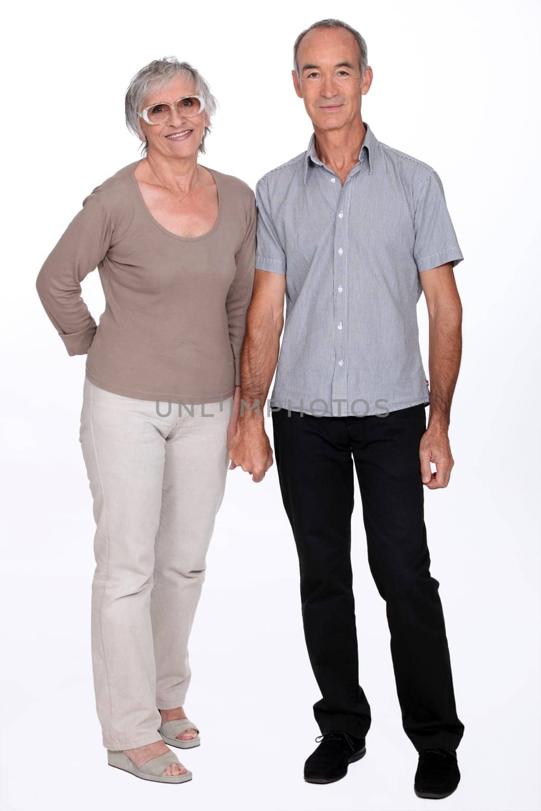 Senior couple on a white background
