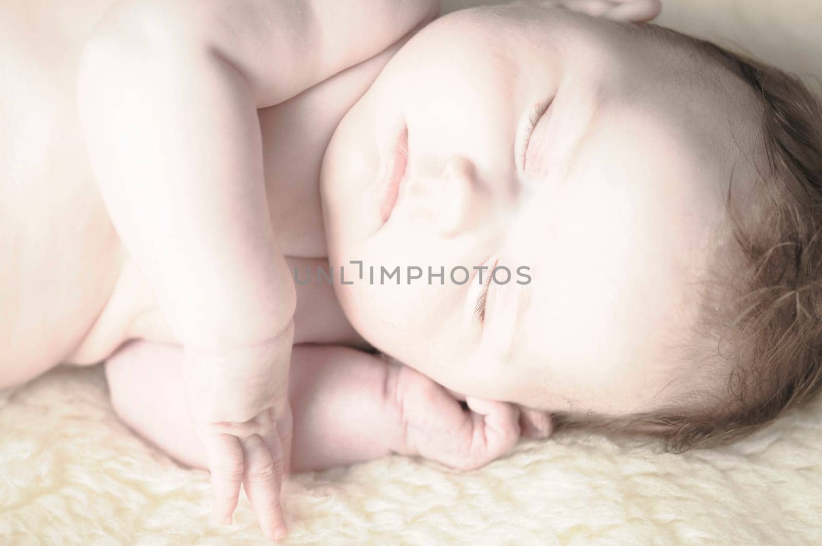 Close up of baby girls' sweet little head and face