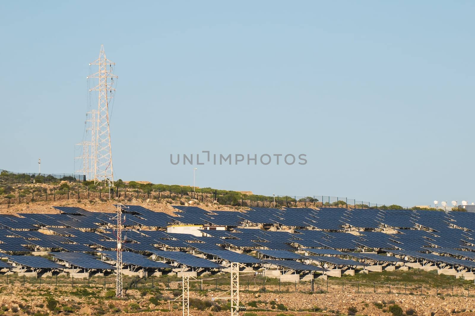 Power Plant Renewable Energy Wind Turbines and Solar Panels