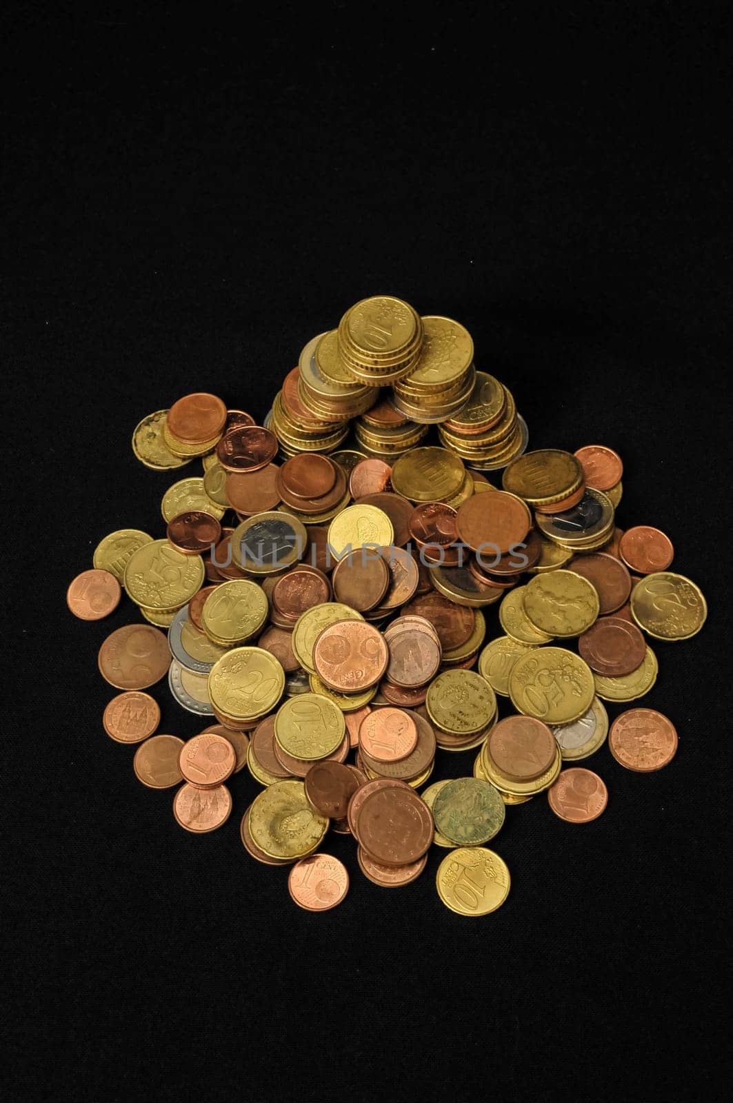Photo Background Texture With Small Coins Of Different European Countries