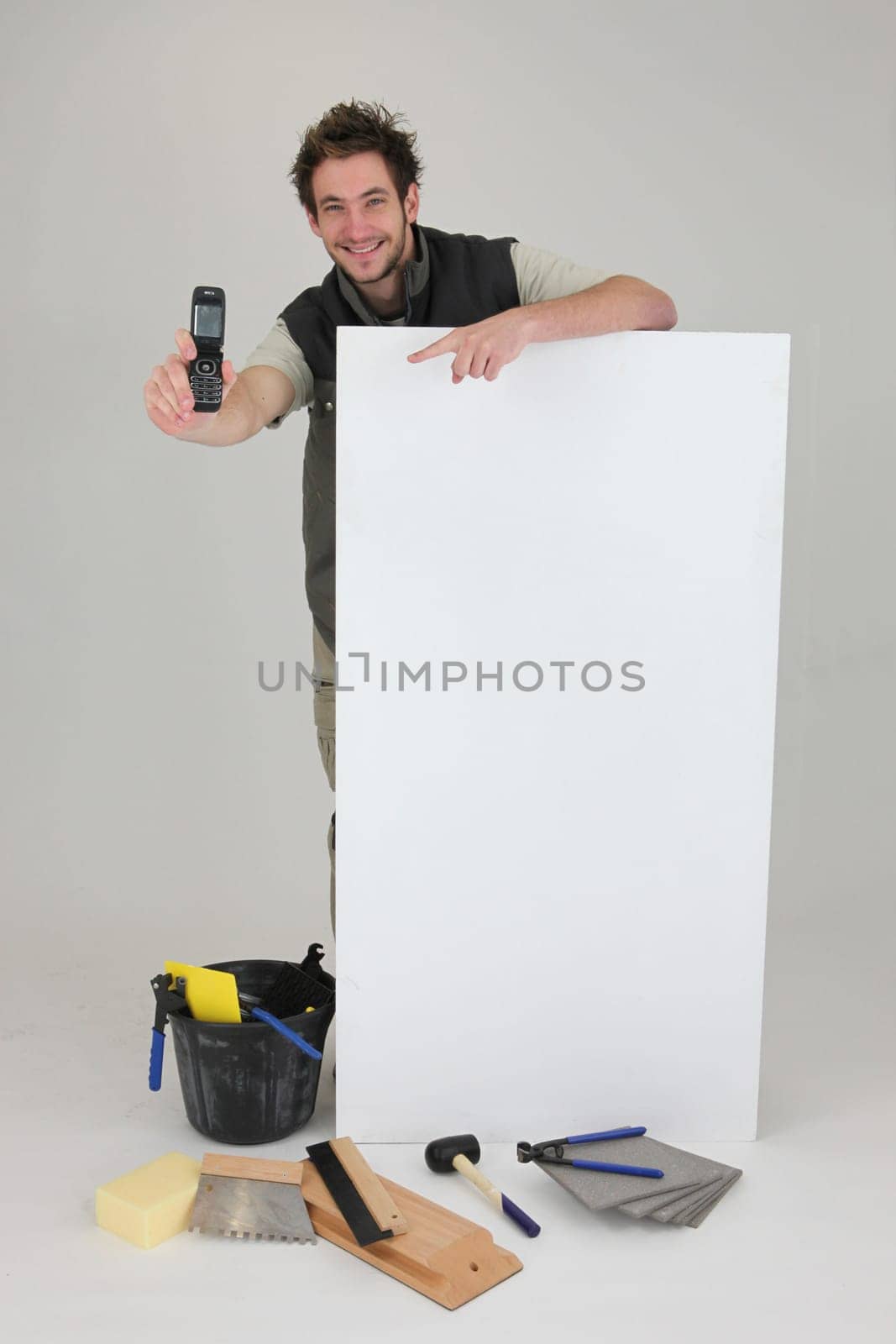 Decorator displaying mobile phone