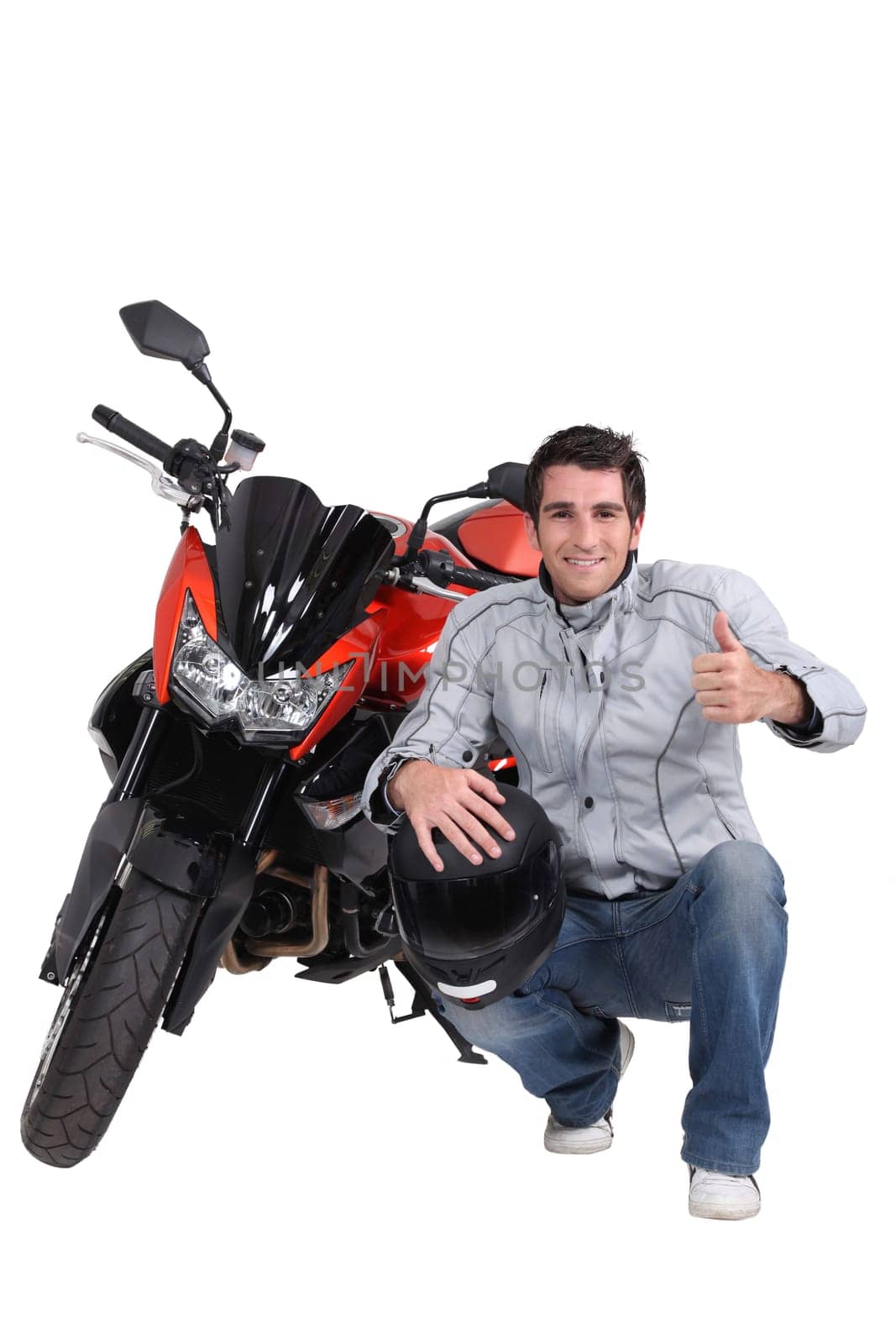 man with motorbike and helmet