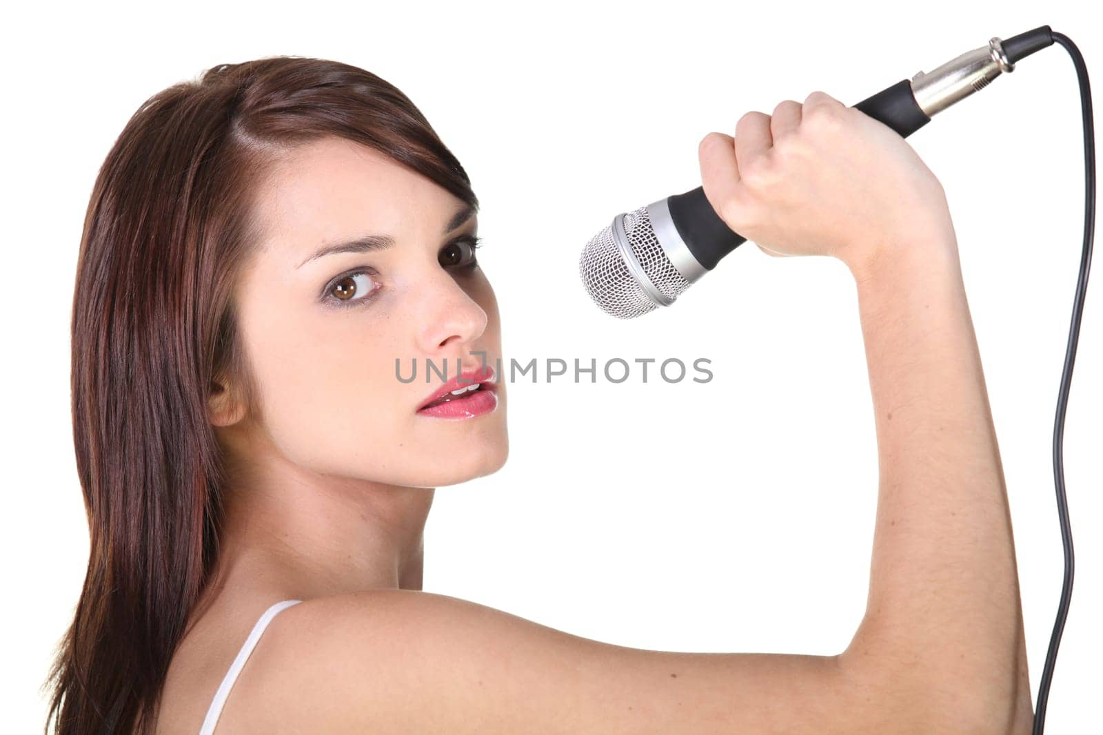 Girl singing with microphone