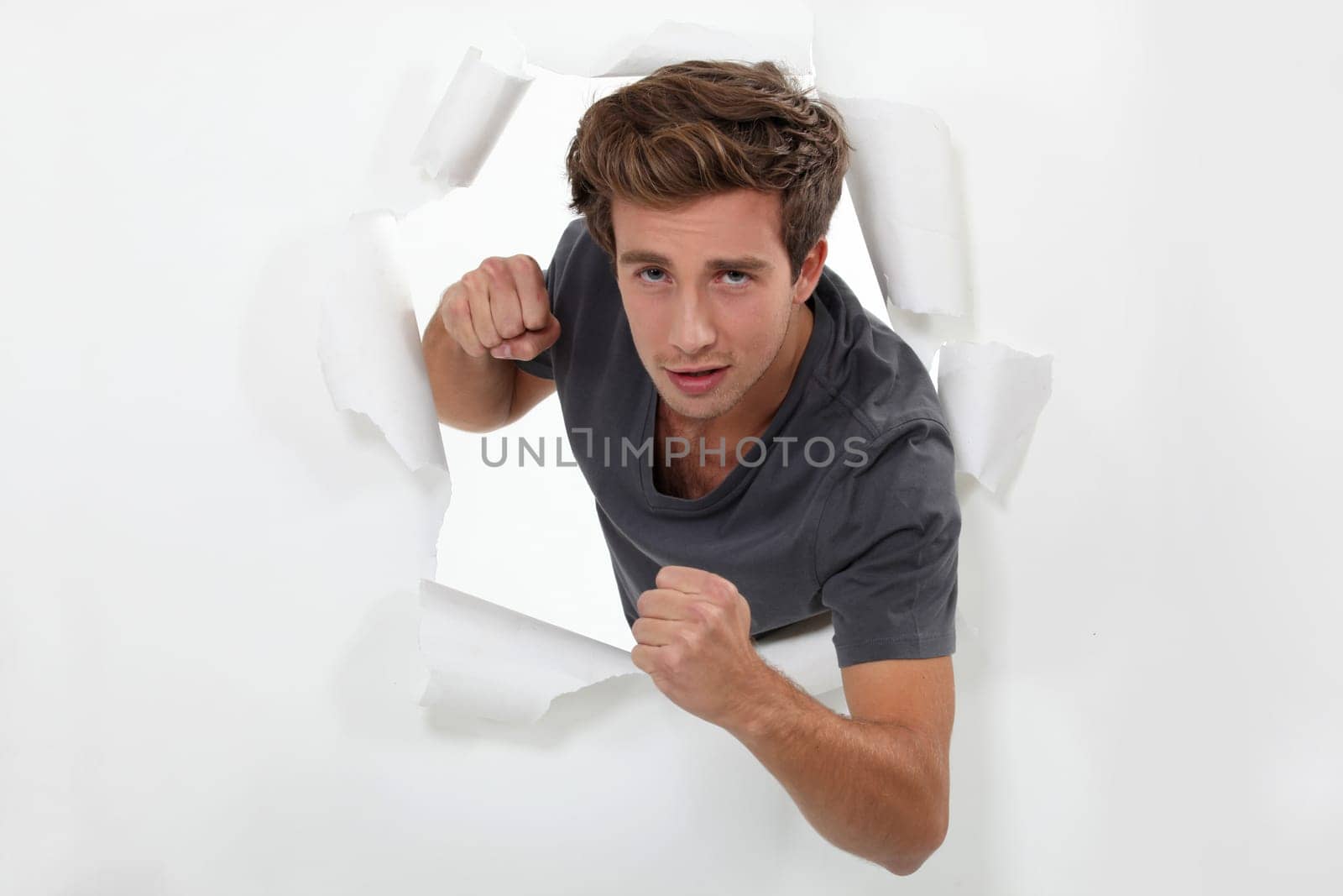 Young man fighting