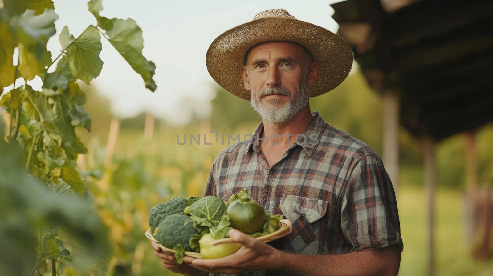 fresh vegetables in the hands of a farmer, Generative AI,