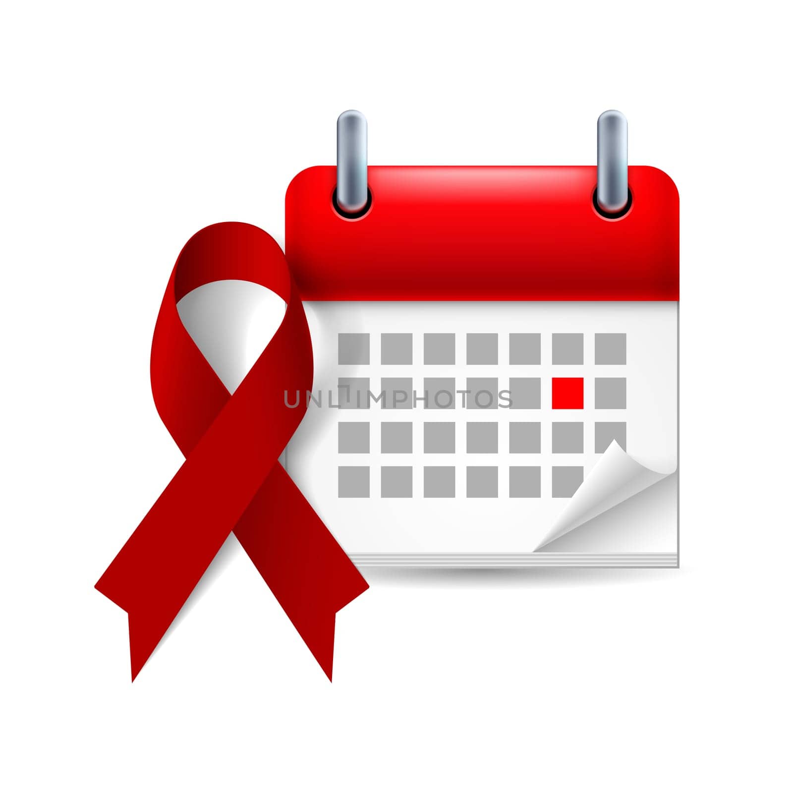 Burgundy awareness ribbon and calendar with marked day. Multiple Myeloma, oral cancer, amyloidosis support, brain aneurysm and adults with disabilities support symbol