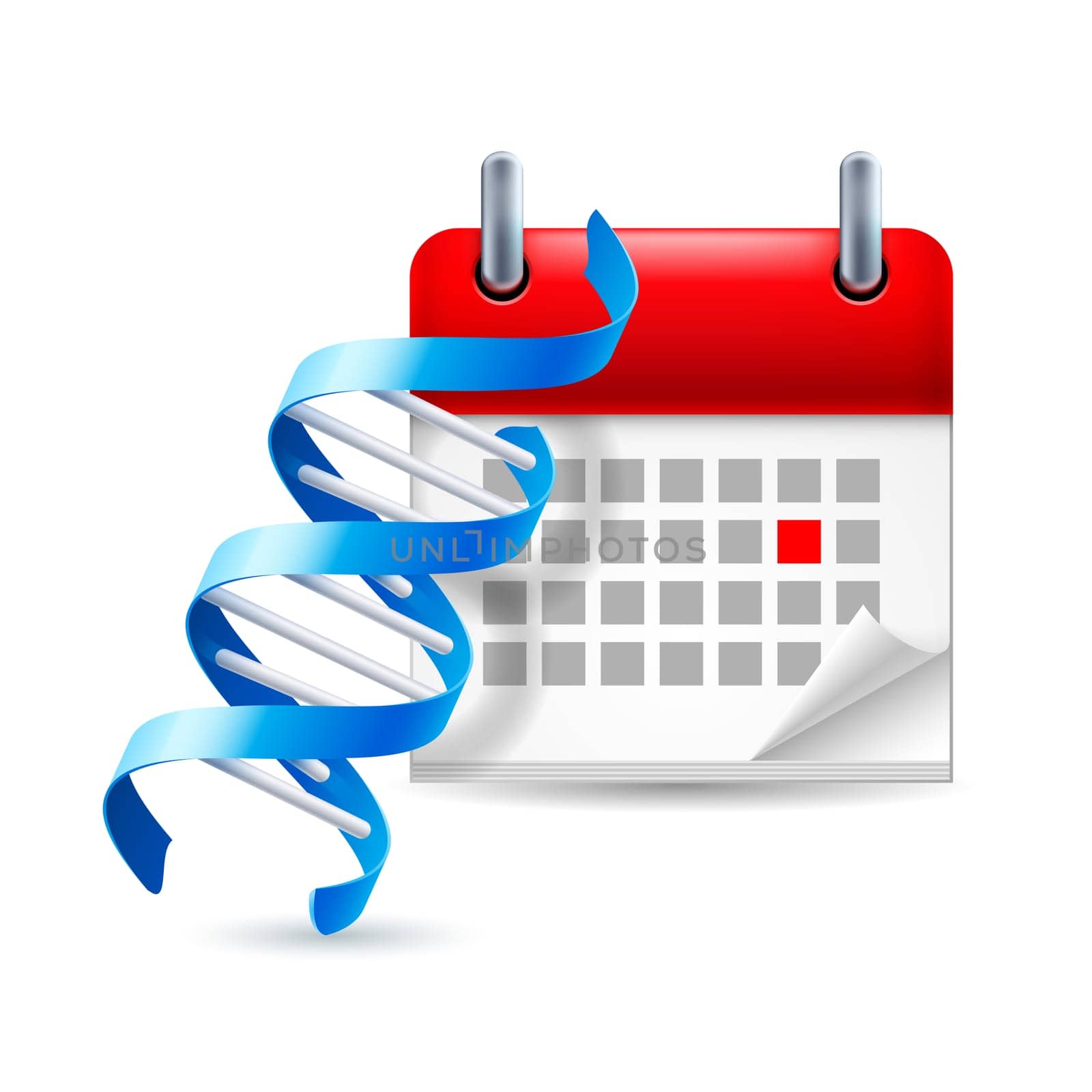 Blue DNA chain and calendar with marked day