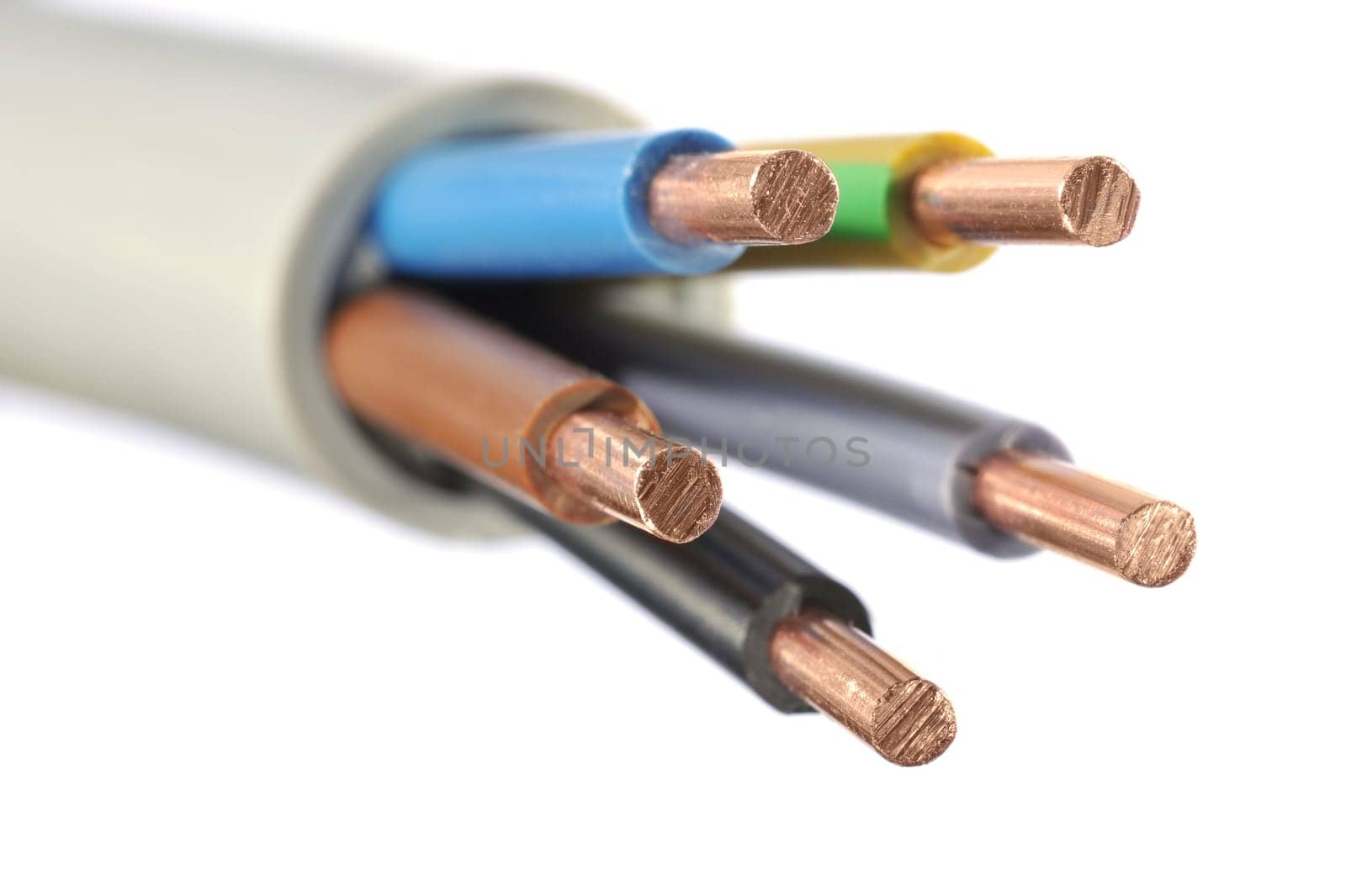 Macro detail of a stripped power cable