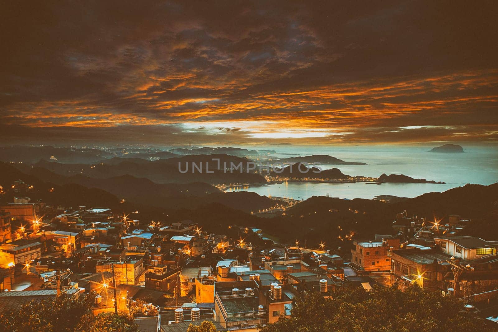 The seaside mountain town scenery in Jiufen, Taiwan