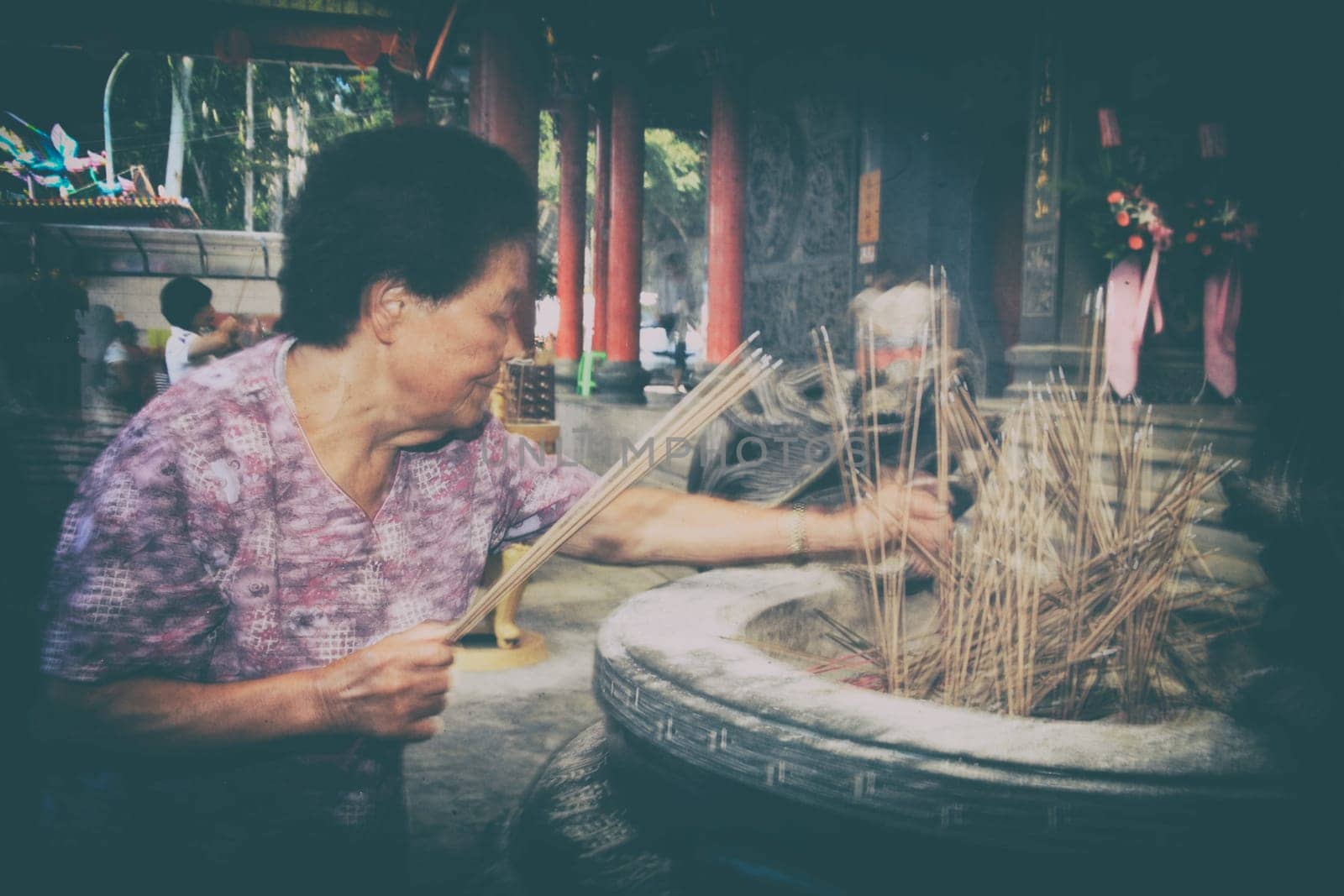 New Taipei City, Taiwan - October 23, 2011: traditional asian praying for chinese god at New Taipei City on October 23,2011 in Taipei,Taiwan (Editorial Use Only)