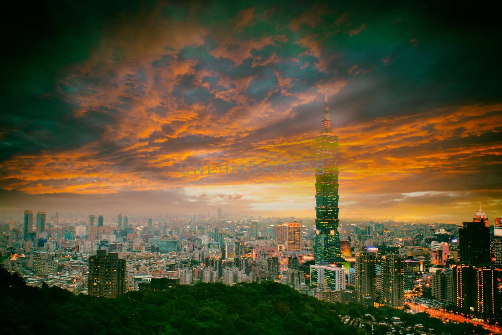 Skyline of Xinyi District in Taipei
