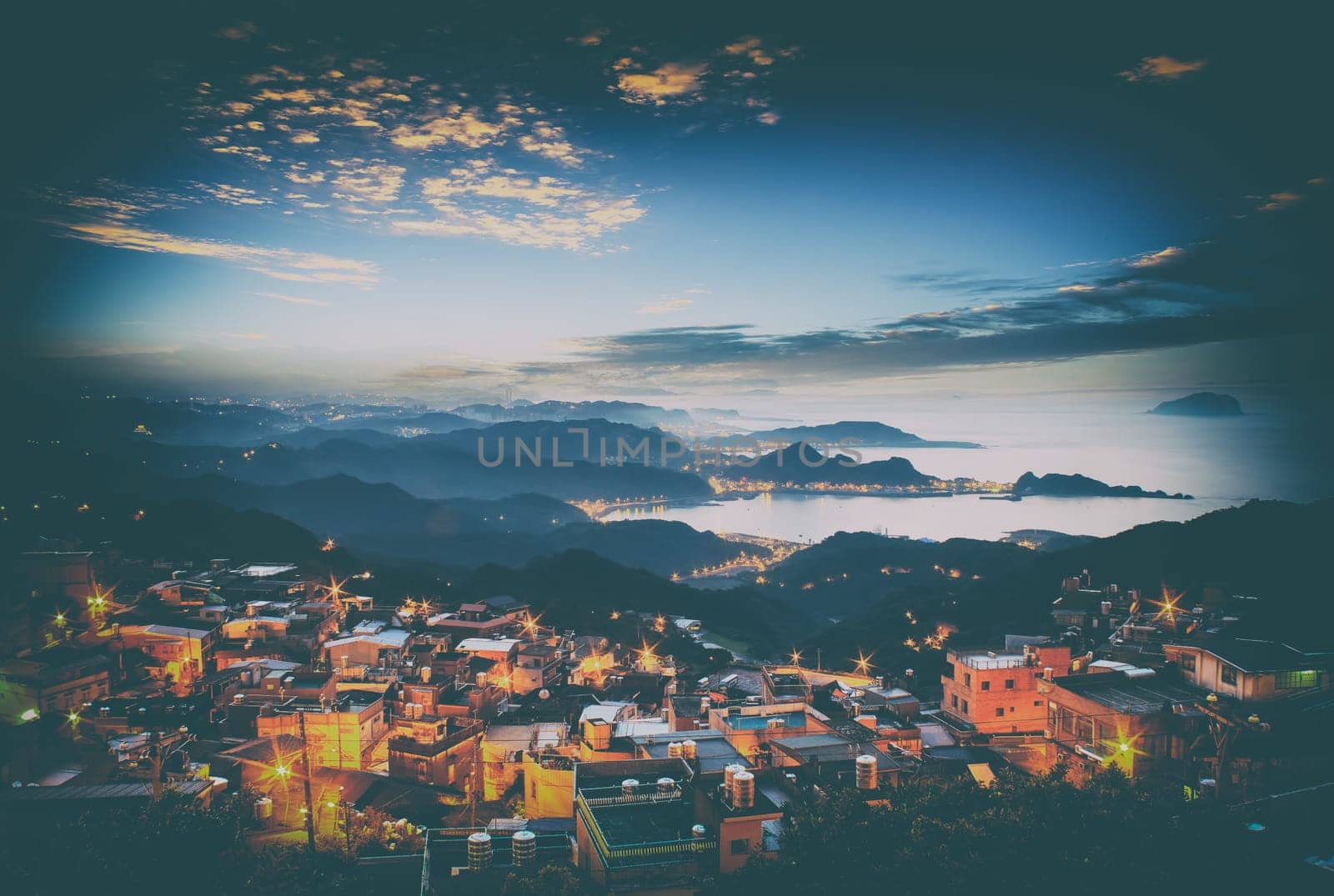 The seaside mountain town scenery in Jiufen, Taiwan