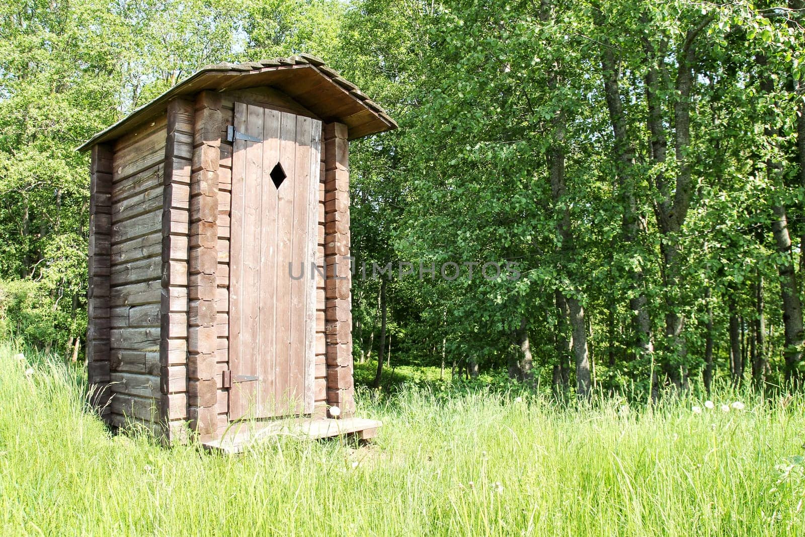 Old wooden outhouse for tourists at a forest