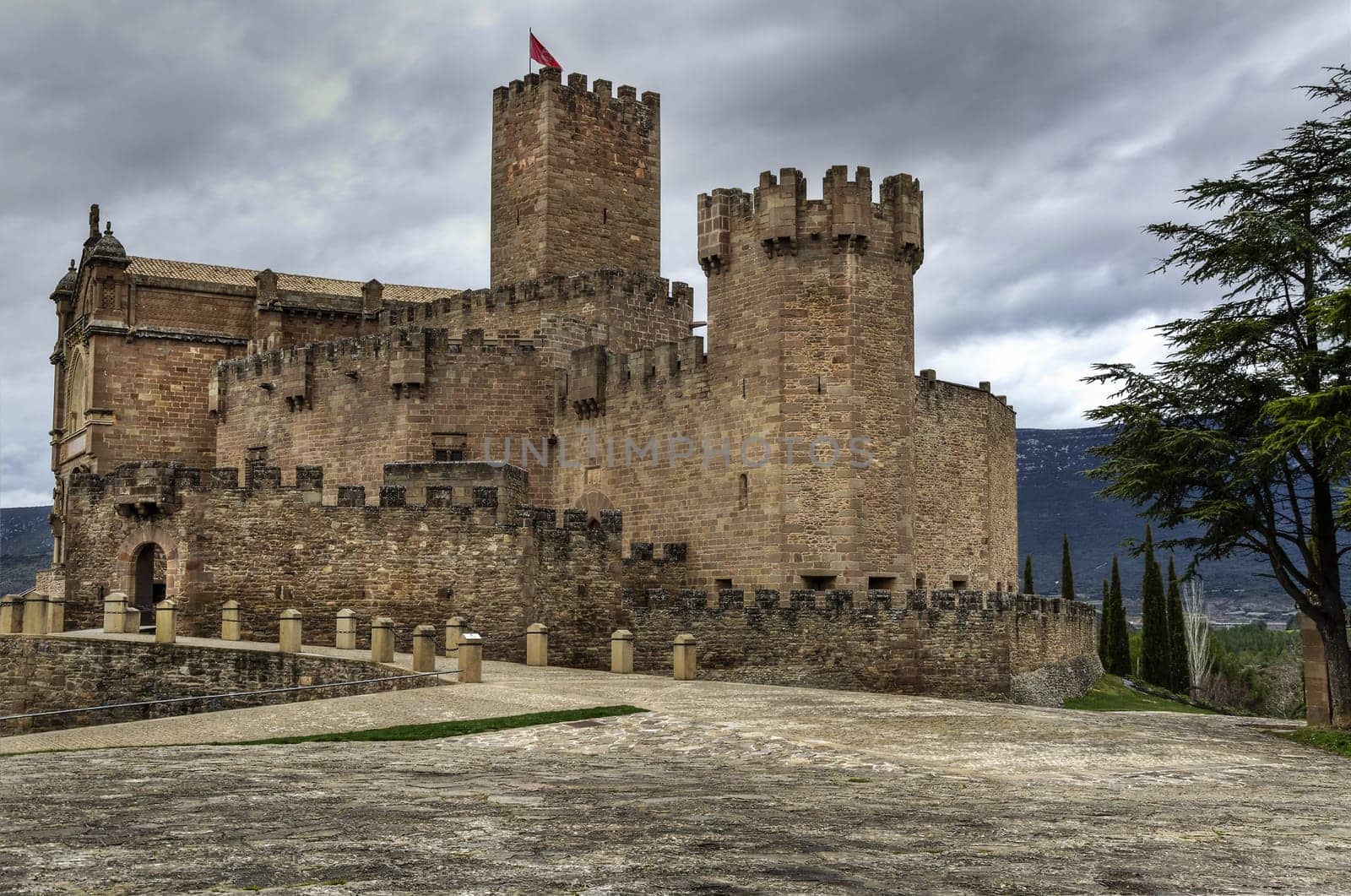 Amazing old castle in Spain, with beautiful architecture and stone details
