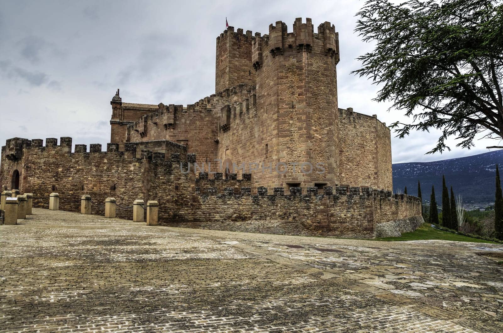 Amazing old castle in Spain, with beautiful architecture and stone details