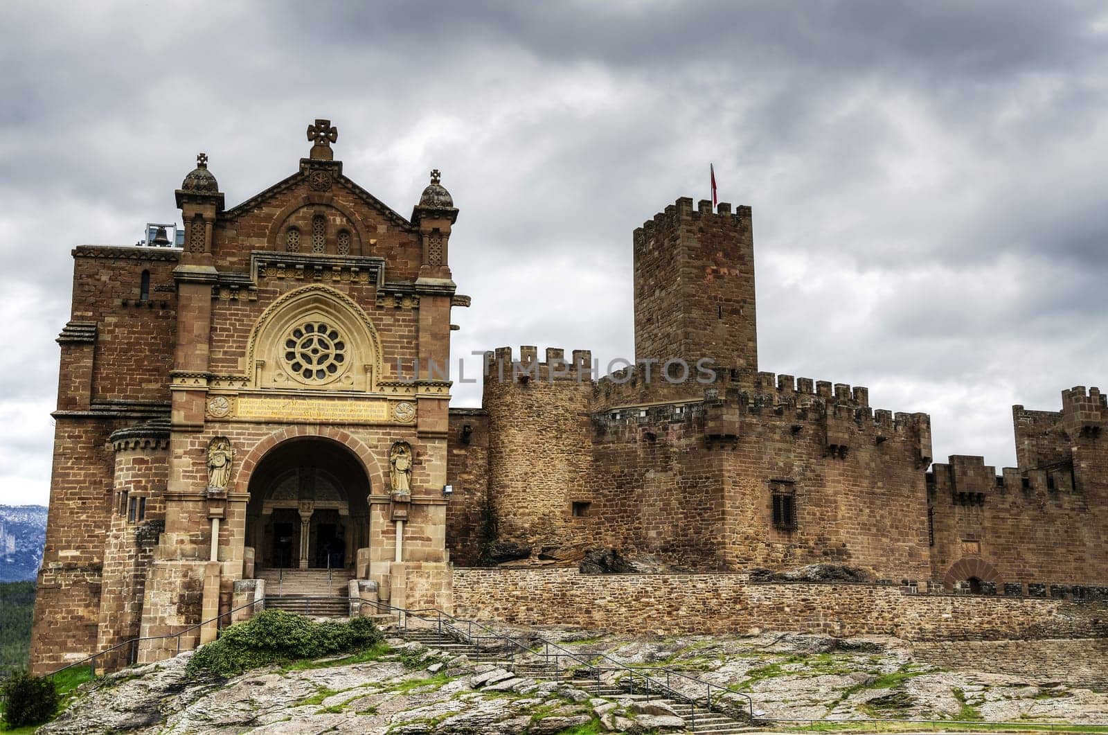 Amazing old castle in Spain, with beautiful architecture and stone details
