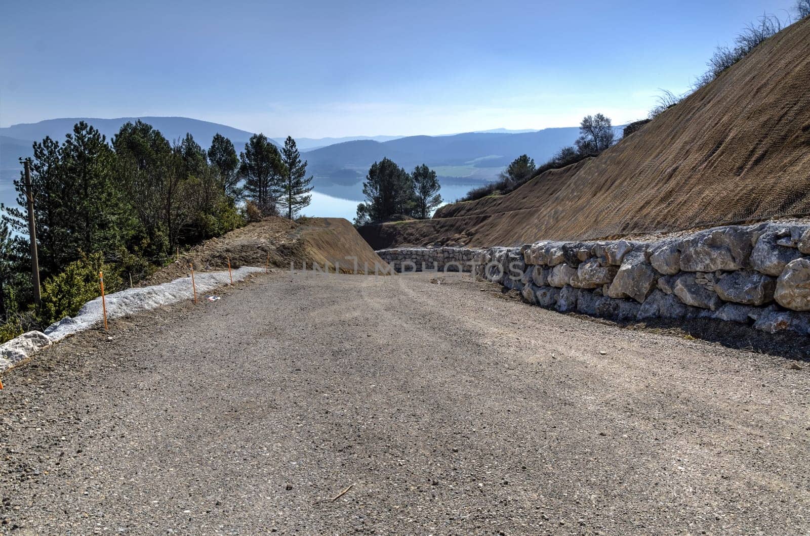Big unfinished road on the hill at one village in Spain