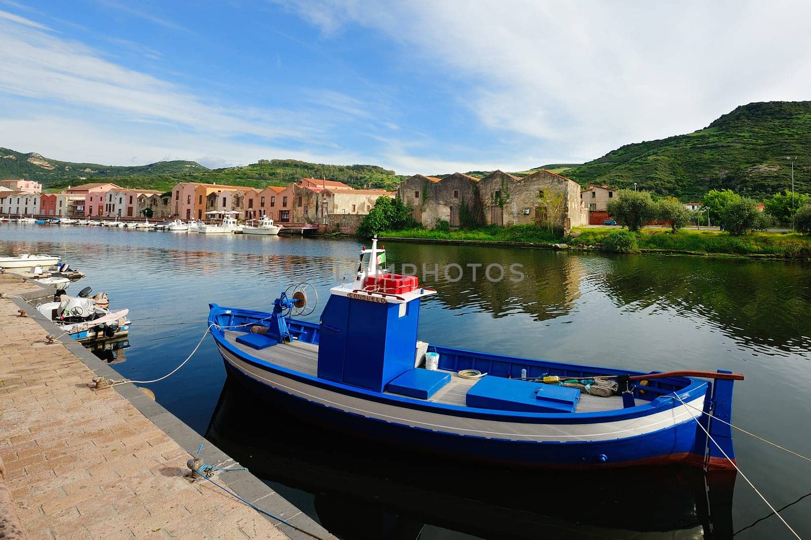 Bosa is situated on the mouth of the river Temo, the only town in Sardinia built on the estuary of a river navigable.