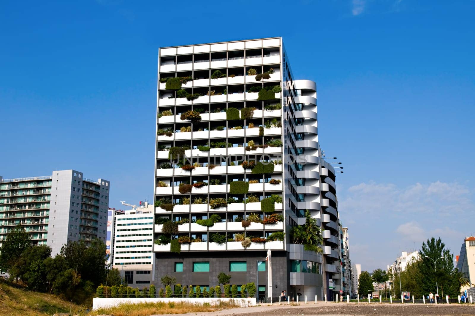 The view of resort and hotel buildings