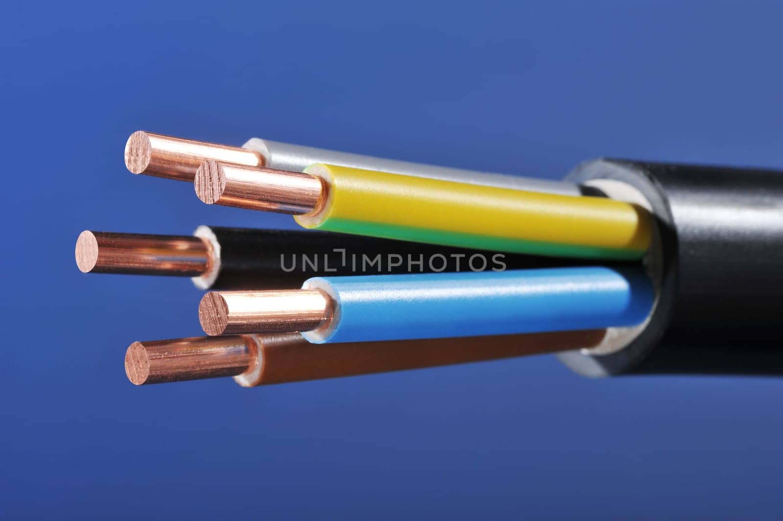Macro detail of a stripped power cable