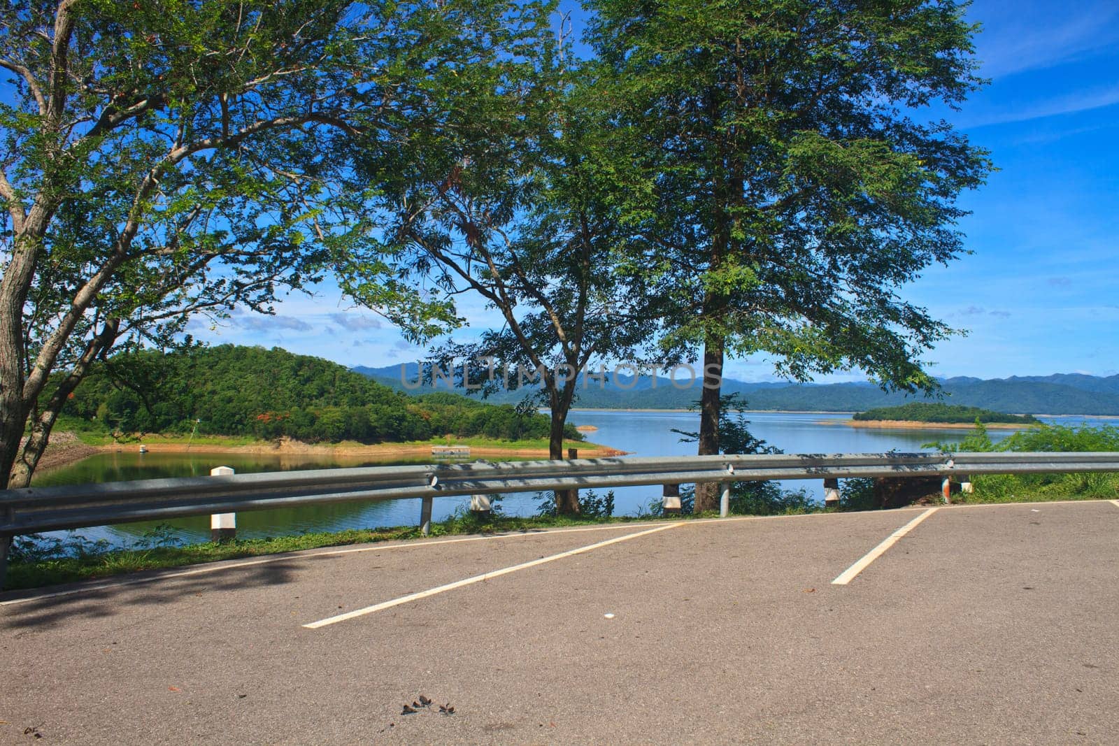 car parking on Kaeng Krachan Dam background