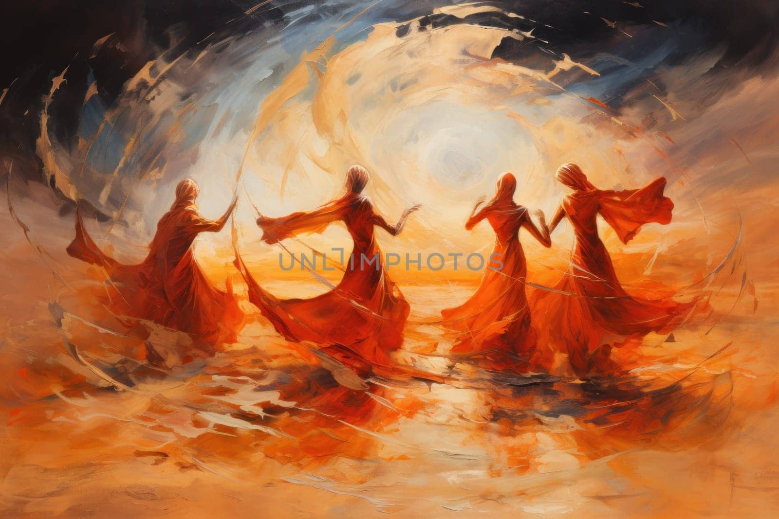 In the enchanting world of fantasy, there exist mystical beings known as whirling sand dervishes.