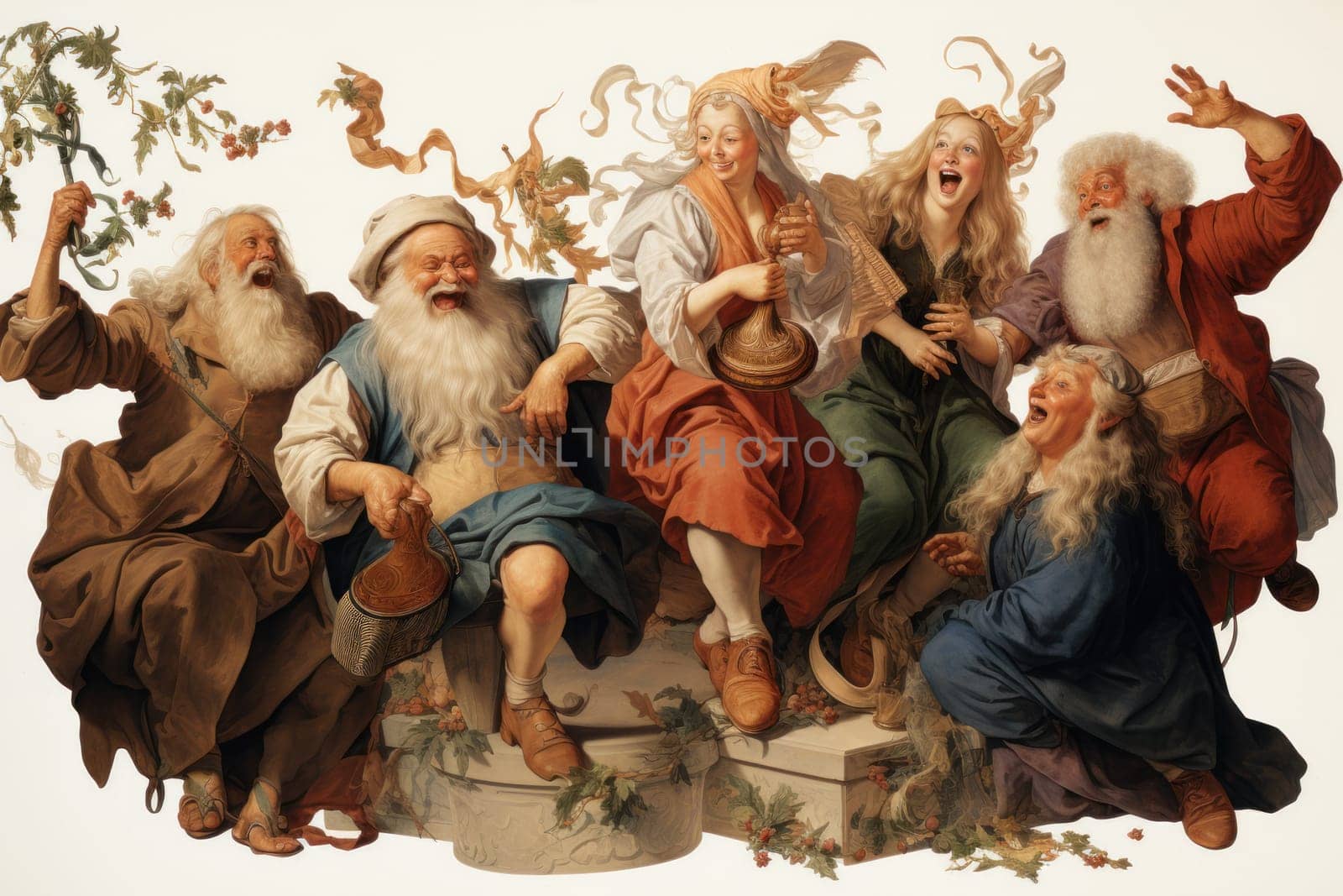 A whimsical portrayal of mischievous laughter sprites, their infectious joy and mirth radiating as they frolic through enchanted meadows.
