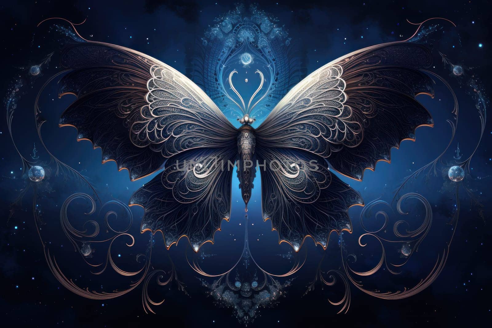 A captivating portrayal of celestial moth guardians, their ethereal presence warding off malevolent spirits with a soft, lunar glow.