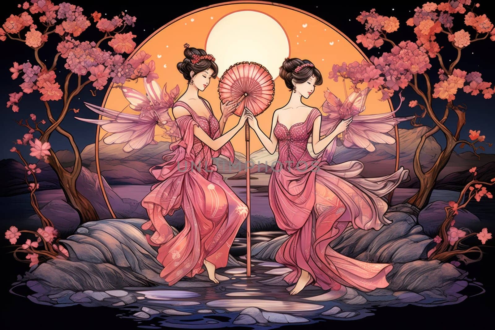 Immerse yourself in the enchanting world of holiday magic with this captivating illustration by a professional visual artist.