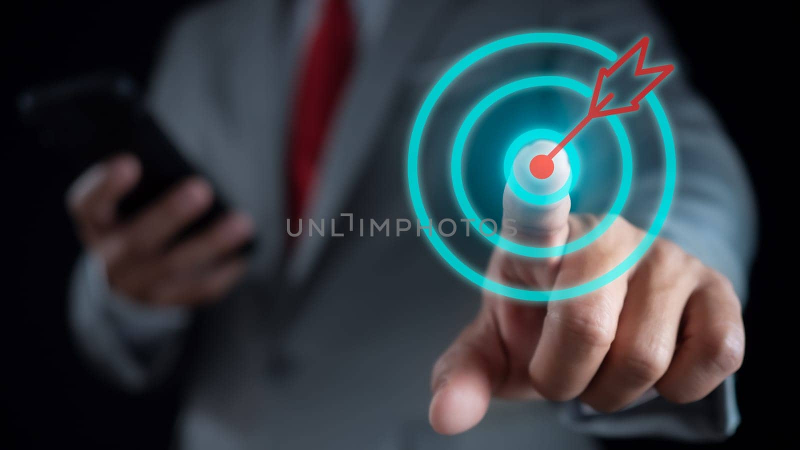 Businessman pointing to the target. Business concept. management concept business planning concept