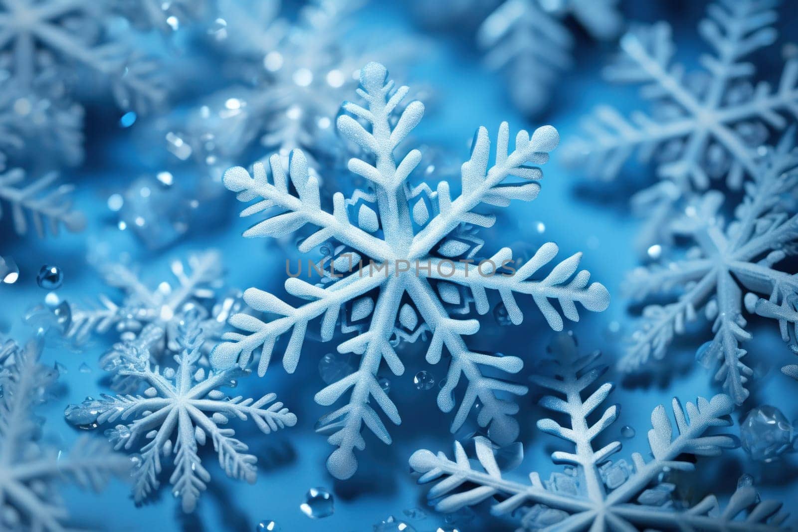 An artistic masterpiece showcasing the exquisite details and singular beauty of individual snowflakes, captured through the lens of macro photography, unraveling their complex, one-of-a-kind designs.