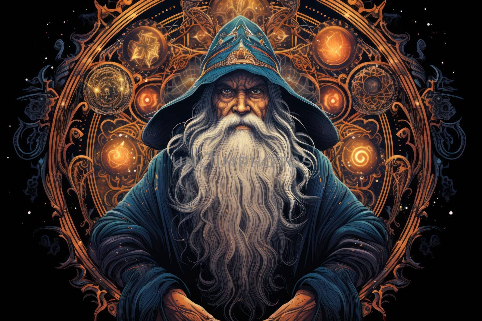 A mesmerizing portrayal of venerable and formidable wizards, exuding wisdom as they masterfully cast intricate arcane spells, wielding ancient staffs adorned with mystic runes.