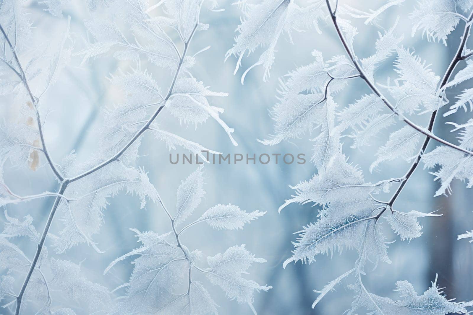 An exquisite display of artistry, capturing the intricate and mesmerizing patterns formed by frost on windows, leaves, and various surfaces through the lens of macro photography, resulting in striking and abstract visual compositions.