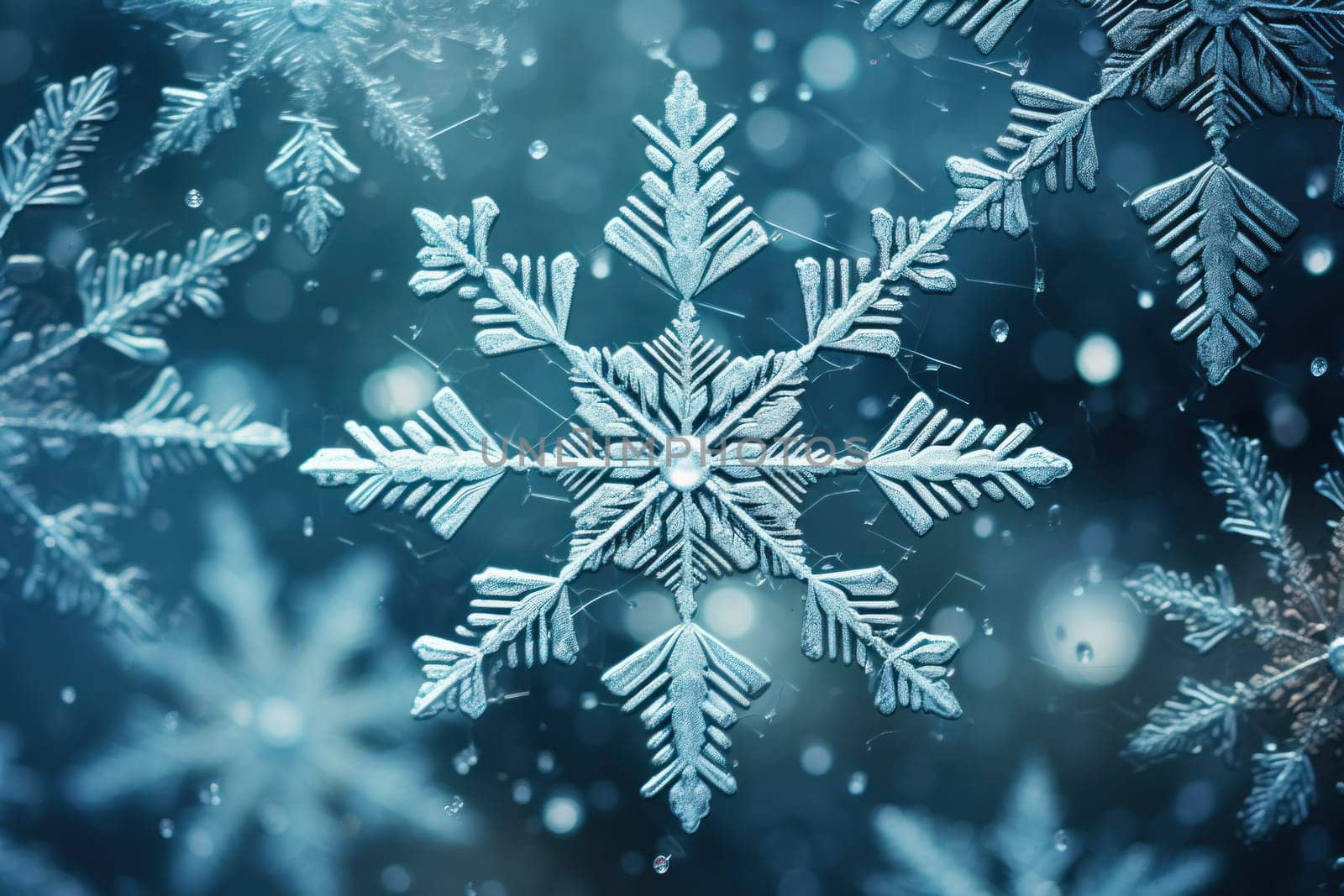 An artistic masterpiece showcasing the exquisite details and singular beauty of individual snowflakes, captured through the lens of macro photography, unraveling their complex, one-of-a-kind designs.